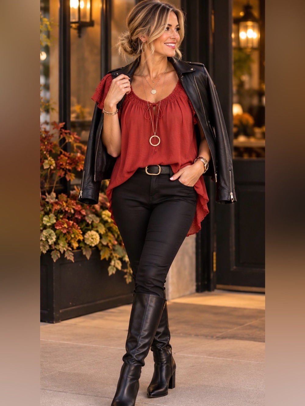 🌺Coral Ruffled Sleeve T shirt.